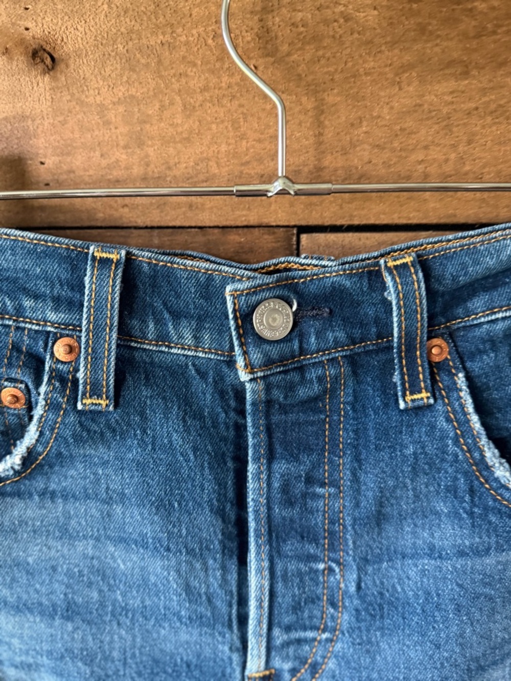 Levi’s Ribcage Denim Shorts High Rise Distressed Cut Off 26 Y2K - Picture 4 of 11